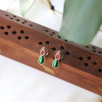 TRADITIONAL RUBY AND GREEN PALAKKA NECKLACE SET