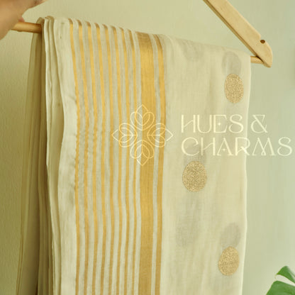 PURE MUL COTTON  POLKA SAREE- MALLIKA