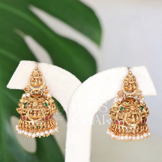 SUVARNA DEVI STATEMENT JHUMKA WITH PEARLS