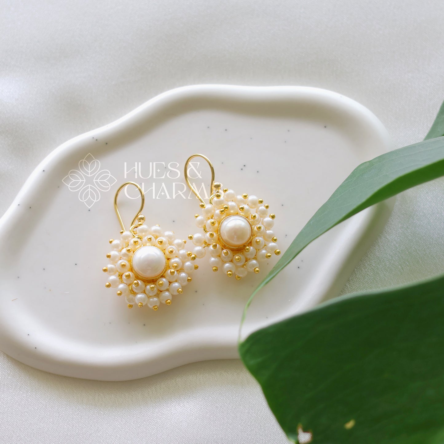 Round Pearl Drop Earrings