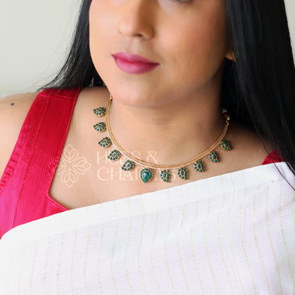 GOLDEN MAANGA KEMP NECKLACE SET (COLOURS AVAILABLE)
