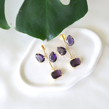 GLOSSY 2 LEAF STATEMENT EARRING (COLOURS AVAILABLE)