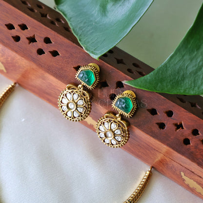 STATEMENT ANTIQUE GREEN FLORA NECKLACE SET