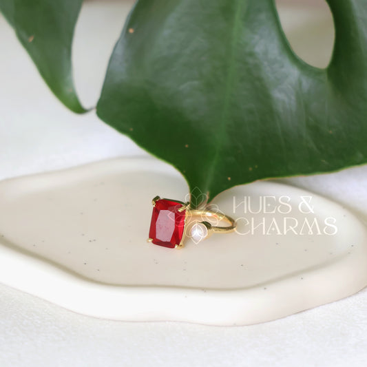 GOLDEN CRIMSON BLOOM ADJUSTABLE RING (COLOURS AVAILABLE)
