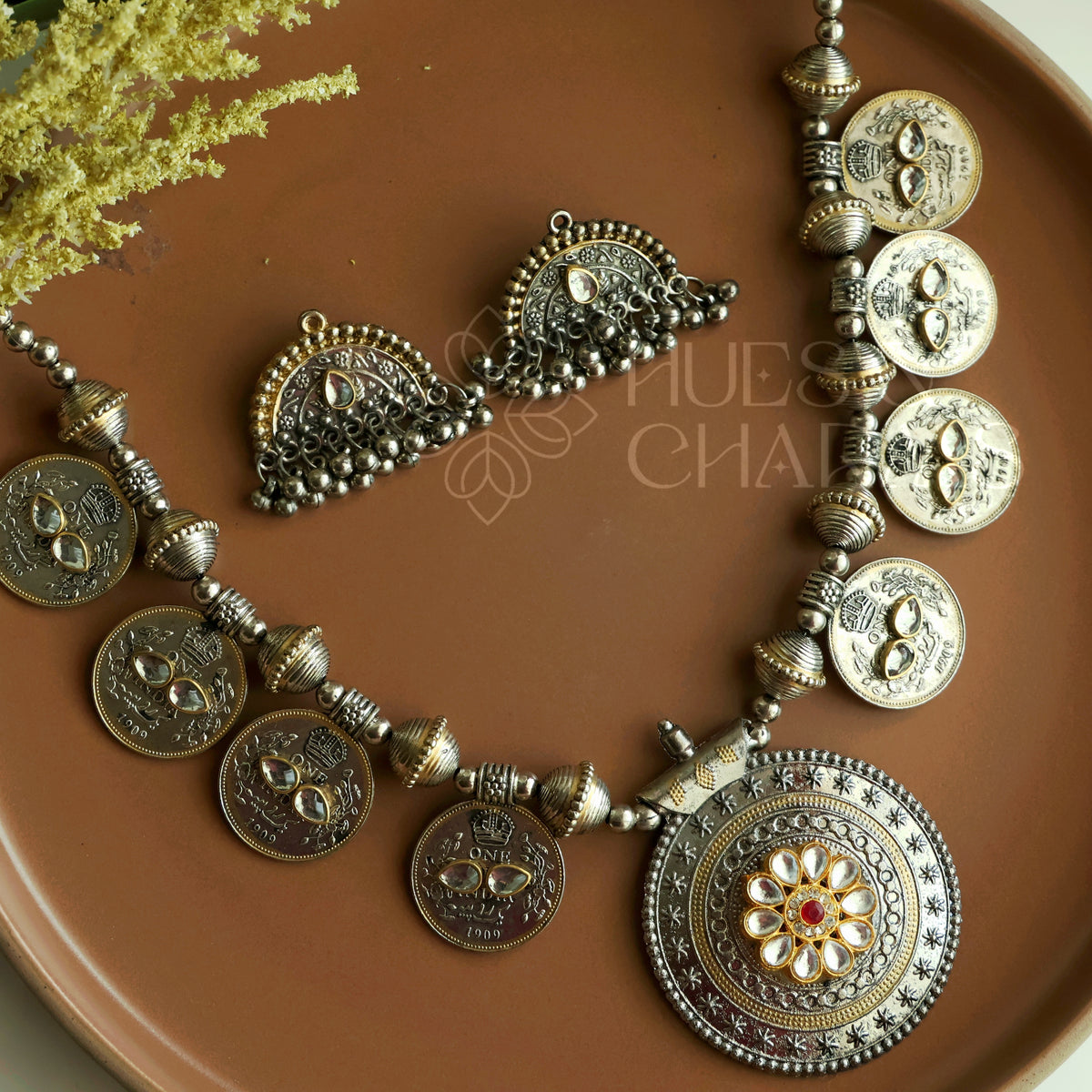VINTAGE DUAL TONE COIN NECKLACE SET