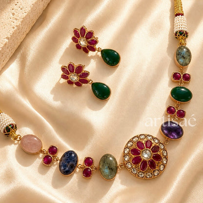 AMÉLIA NATURAL STONE CHOKER SET - MULTI RAW STONE