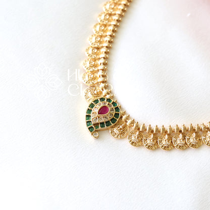 TRADITIONAL LAKSHMI KAASHU MAALA NECKLACE SET (COLOURS AVAILABLE)