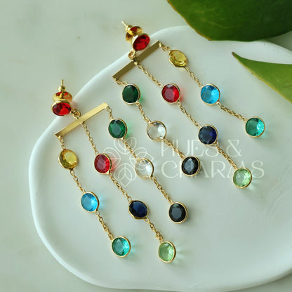 GLOSSY 3 LAYER MULTICOLOUR STATEMENT EARRING (COLOURS AVAILABLE)