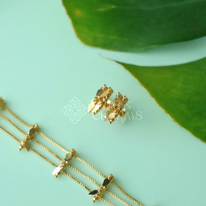 TRADITIONAL STATEMENT 3 LAYER SIMPLE ELAKKATHALI CHOKER SET | GOLD PLATED