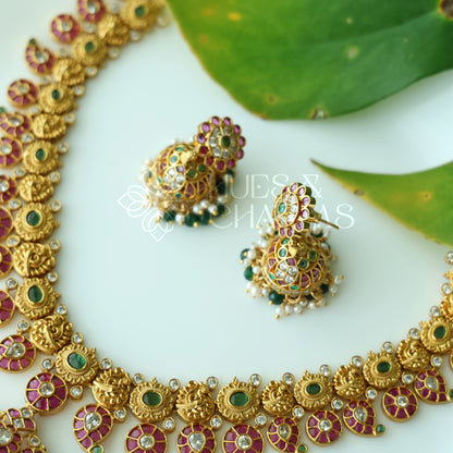 GOLDEN KEMP MAYURI 2 IN 1 NECKLACE SET| PREMIUM JEWELLERY