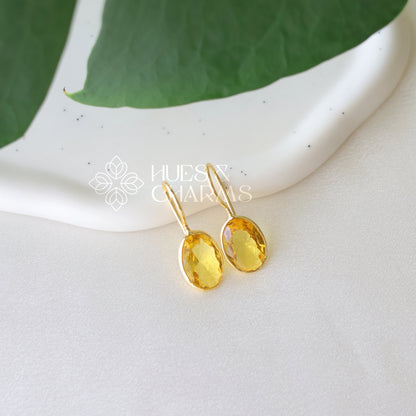 GOLDEN OVAL GLOSSY DROP EARRING (COLOURS AVAILABLE)