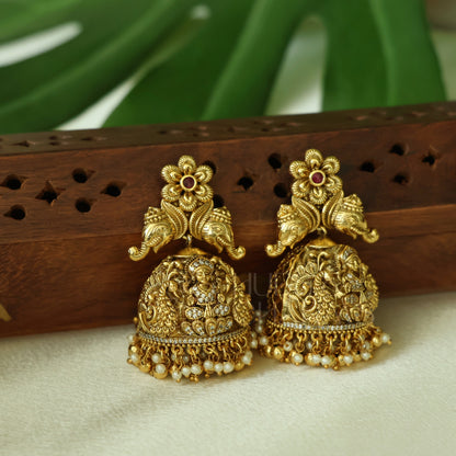 TRADITIONAL PADMALAKSHMI STATEMENT FLORAL JHUMKA WITH PEARLS | PREMIUM JEWELLERY
