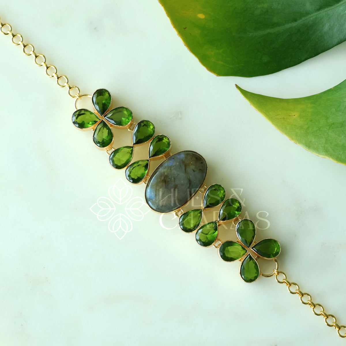 NATURAL STONE IVY DROP BOLD CHOKER (Colours available )