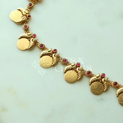 GOLDEN  SWARNA LAKSHMI MAYURA HAARAM SET
