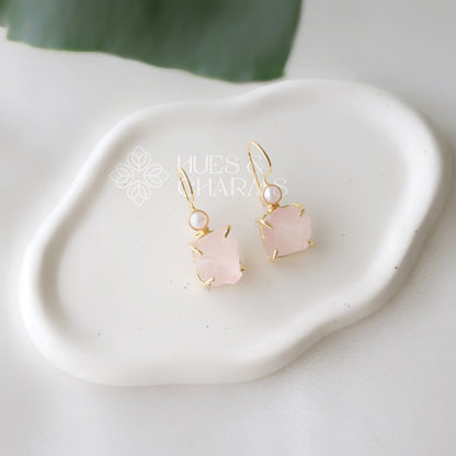 RAW STONE DROP WITH PEARL (COLOURS AVAILABLE )