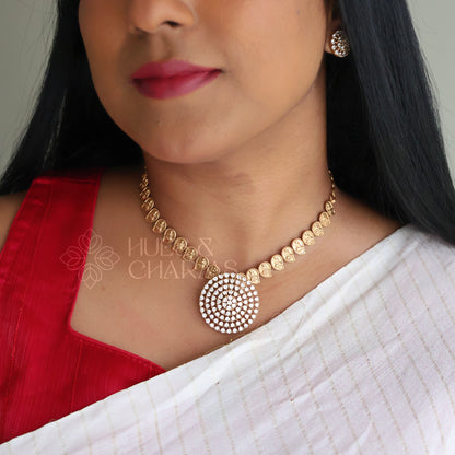 TRADITIONAL LAKSHMI DETAILED STATEMENT NECKLACE SET