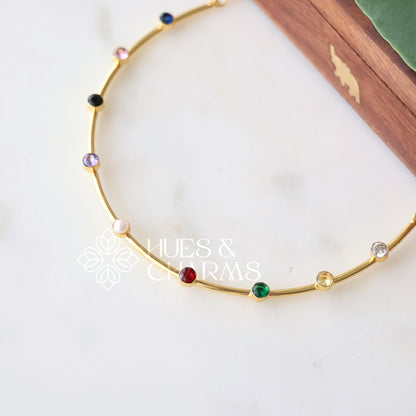 GOLDEN GLOSSY MULTICOLOUR NECKPIECE