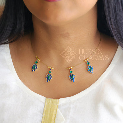 MANGO CHARMS FLOATING NECKPIECE - BLUE & GREEN