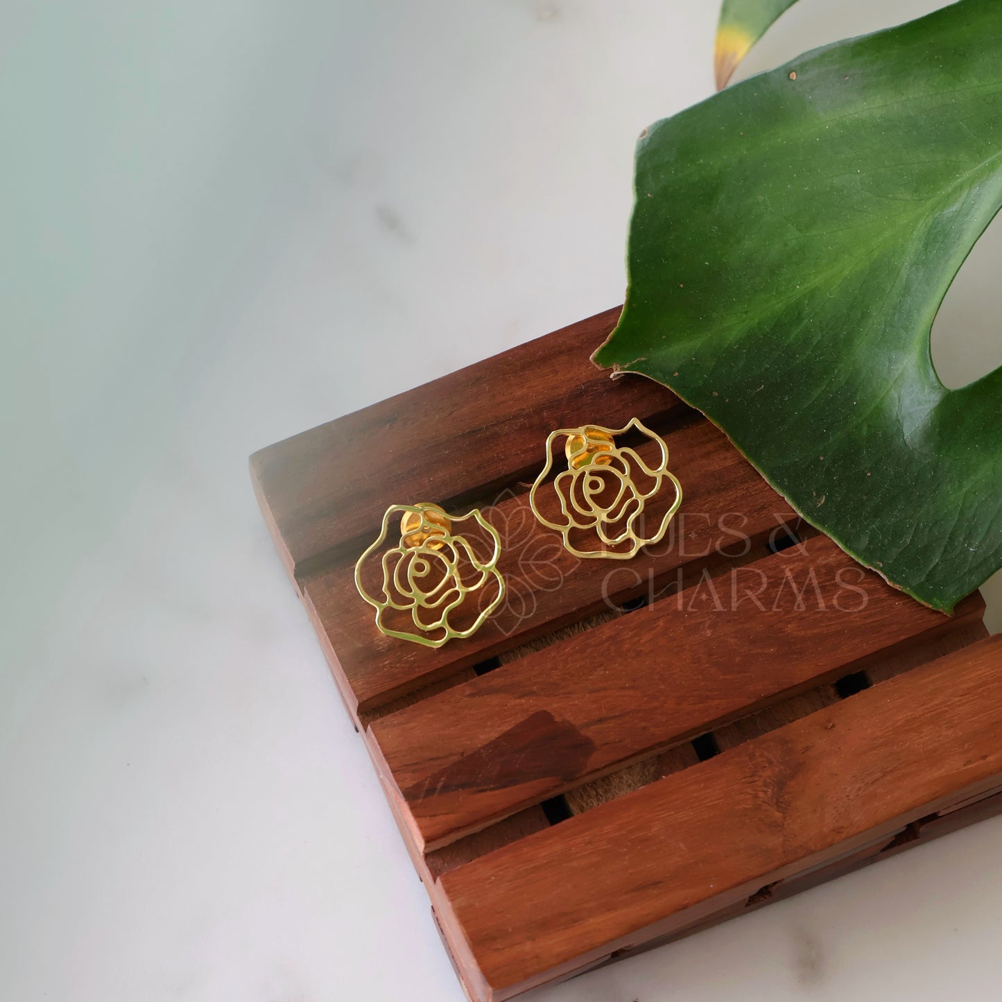 GOLDEN BLUSH ROSE EARRINGS