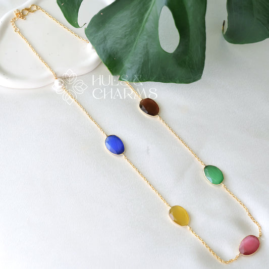 MULTICOLOUR GLOSSY MEDIUM NECKLACE (COLOURS AVAILABLE)