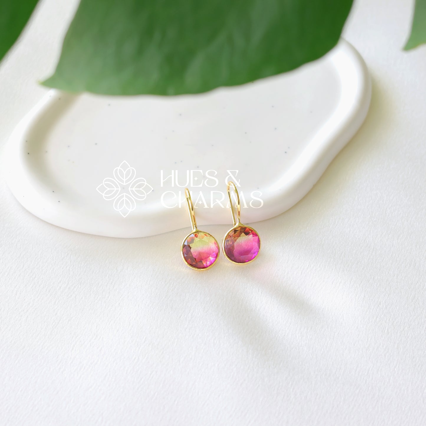 MULTICOLOUR GLOSSY ROUND DROP EARRINGS ( COLOURS AVAILBLE )