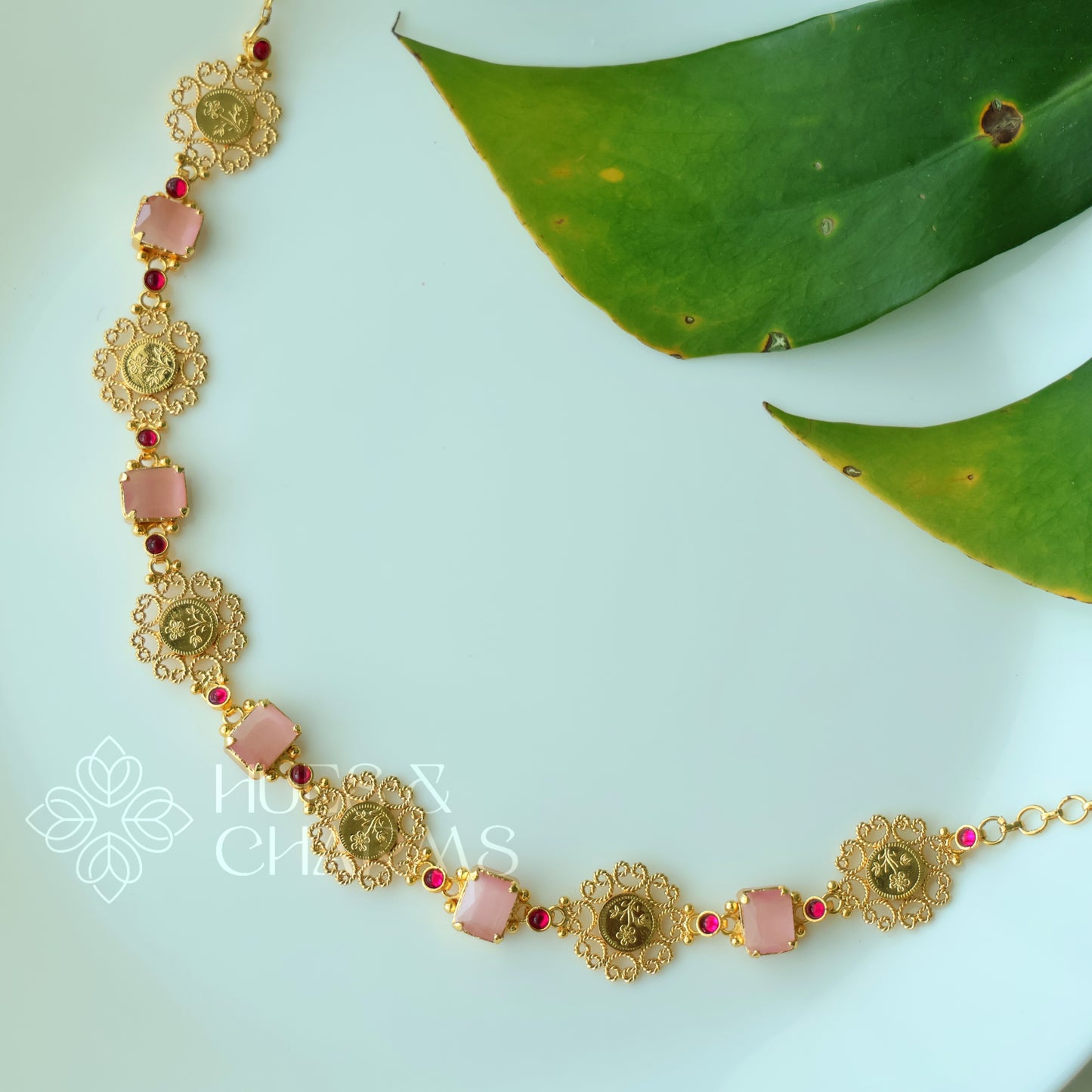 TRADITIONAL PADMIKA VYRA COIN NECKLACE | PREMIUM GOLD PLATED ( Colours available )