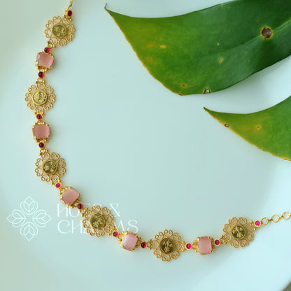 TRADITIONAL PADMIKA VYRA COIN NECKLACE | PREMIUM GOLD PLATED ( Colours available )