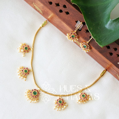 GOLDEN GULMOHAR DROPLET NECKLACE SET (COLOURS AVAILABLE)