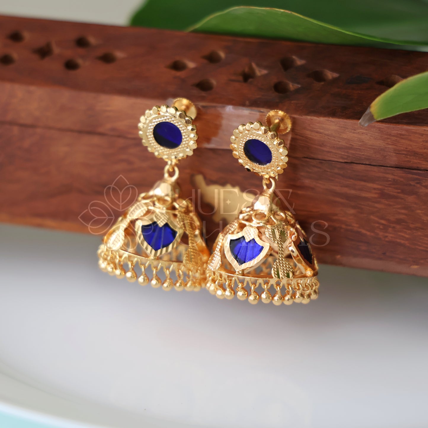 GOLDEN PALAKKA JHUMKAS |GOLD PLATED(Colours available)