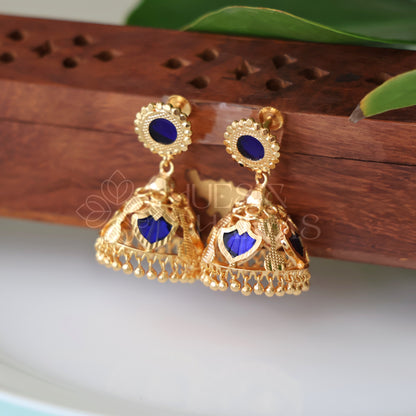 GOLDEN PALAKKA JHUMKAS |GOLD PLATED(Colours available)