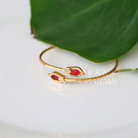 TRADITIONAL NAGAPADAM ADJUSTABLE BANGLE |GOLD PLATED ( Colours available)