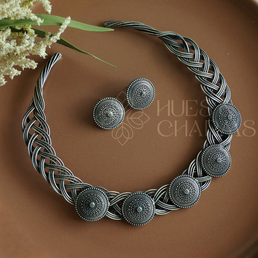 OXIDIZED MANDALA BRAIDED HASLI SET