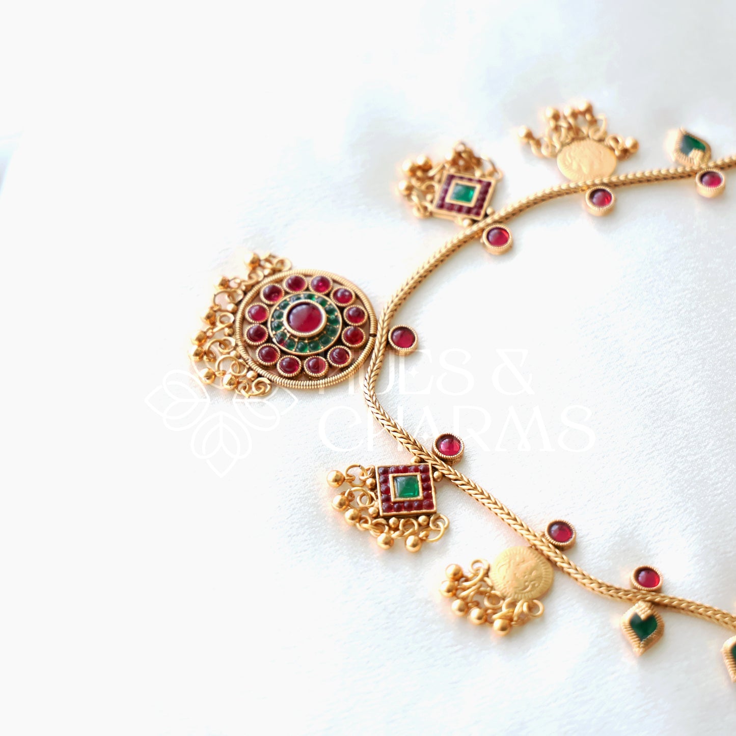 STATEMENT PALAKKA AND KASHU COIN FUSION NECKLACE SET -V2