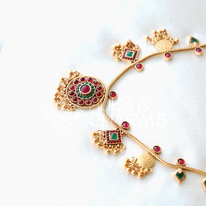 STATEMENT PALAKKA AND KASHU COIN FUSION NECKLACE SET -V2