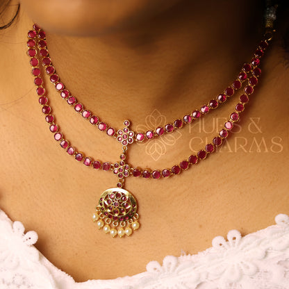 GOLDEN DOUBLE LAYERED ATTIGAI SET (Colours available)