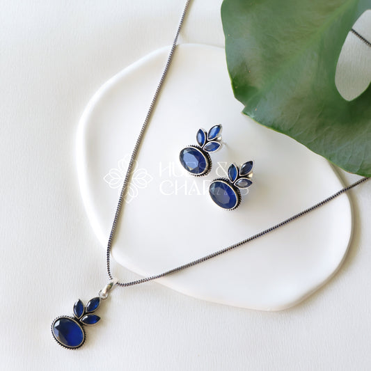 OXIDIZED FLORA SIMPLE NECKLACE SET