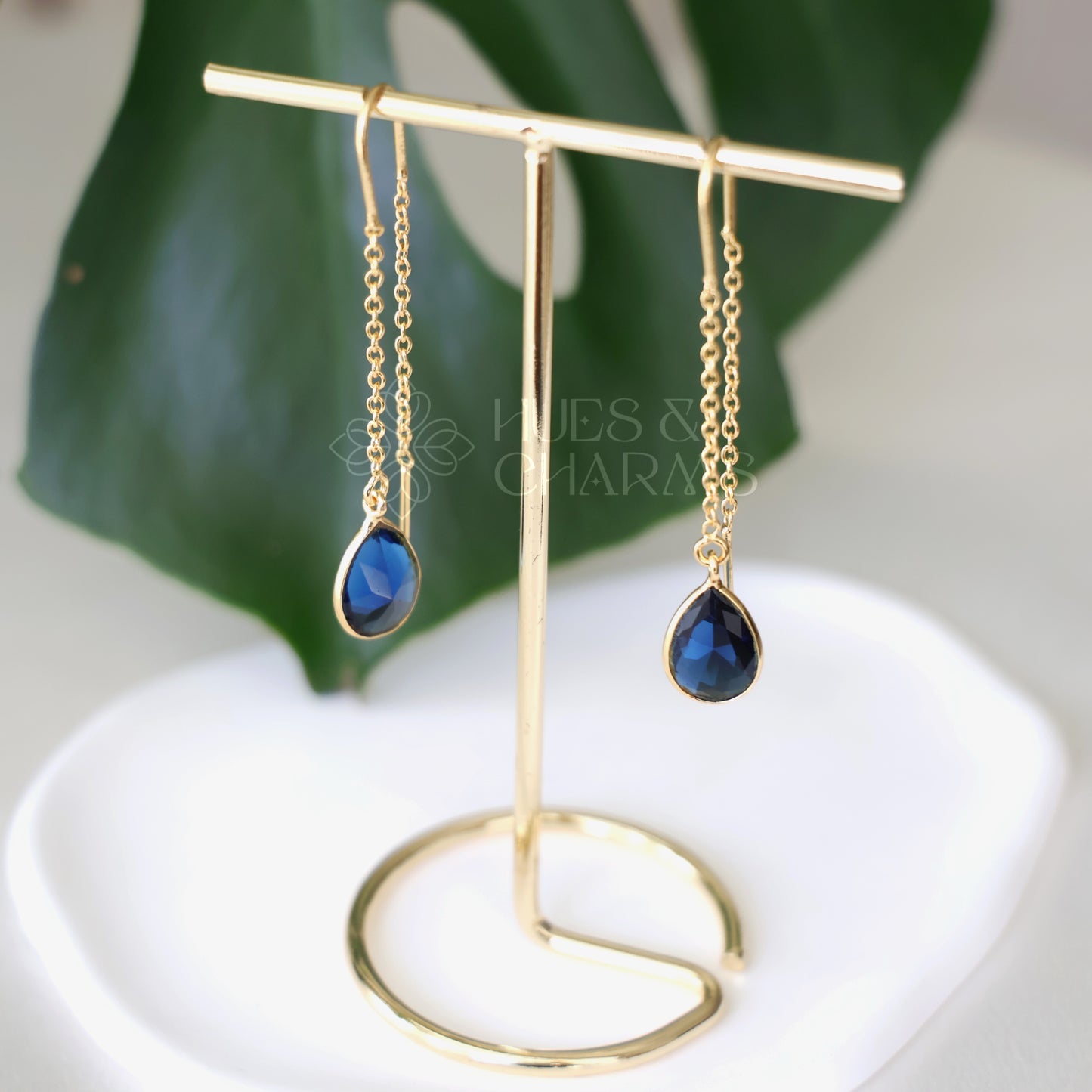 GOLDEN NEEDLE AND THREAD GLOSSY DROP EARRINGS (COLOURS AVAILABLE)