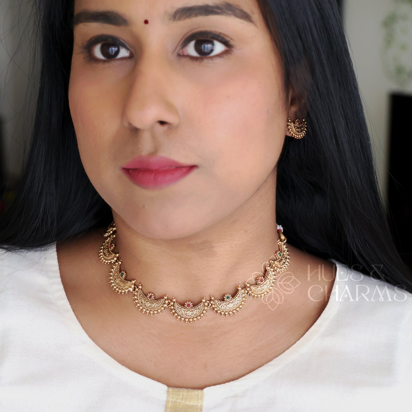 TRADITIONAL DIYA NECKLACE SET (COLOURS AVAILABLE)