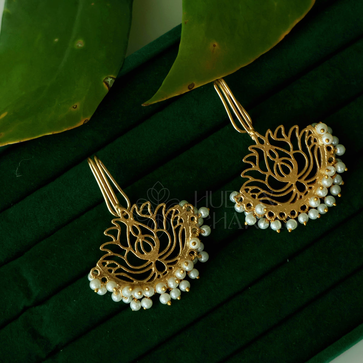 GOLDEN LOTUS BUGADI WITH PEARLS
