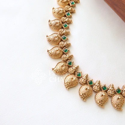 GOLDEN LAKSHMI STATEMENT NECKLACE SET (COLOURS AVAILABLE)