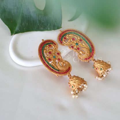 GOLDEN NUPURA EAR CUFF JHUMKAS WITH PEARLS