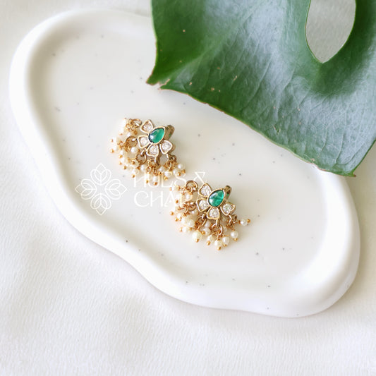 GOLDEN GULABI BUGADI WITH PEARLS (COLOURS AVAILABLE)