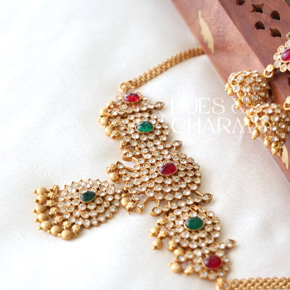 GOLDEN RATNA VARNIKA CHOKER NECKLACE SET