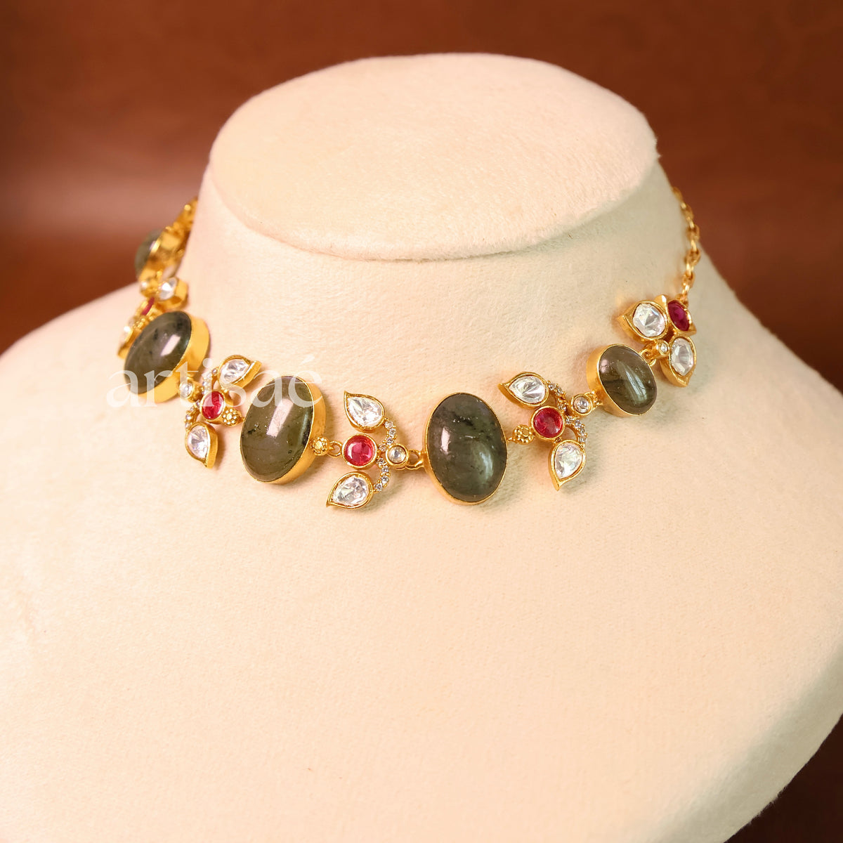 ZÉLIA NATURAL STONE CHOKER SET- LABRADORITE