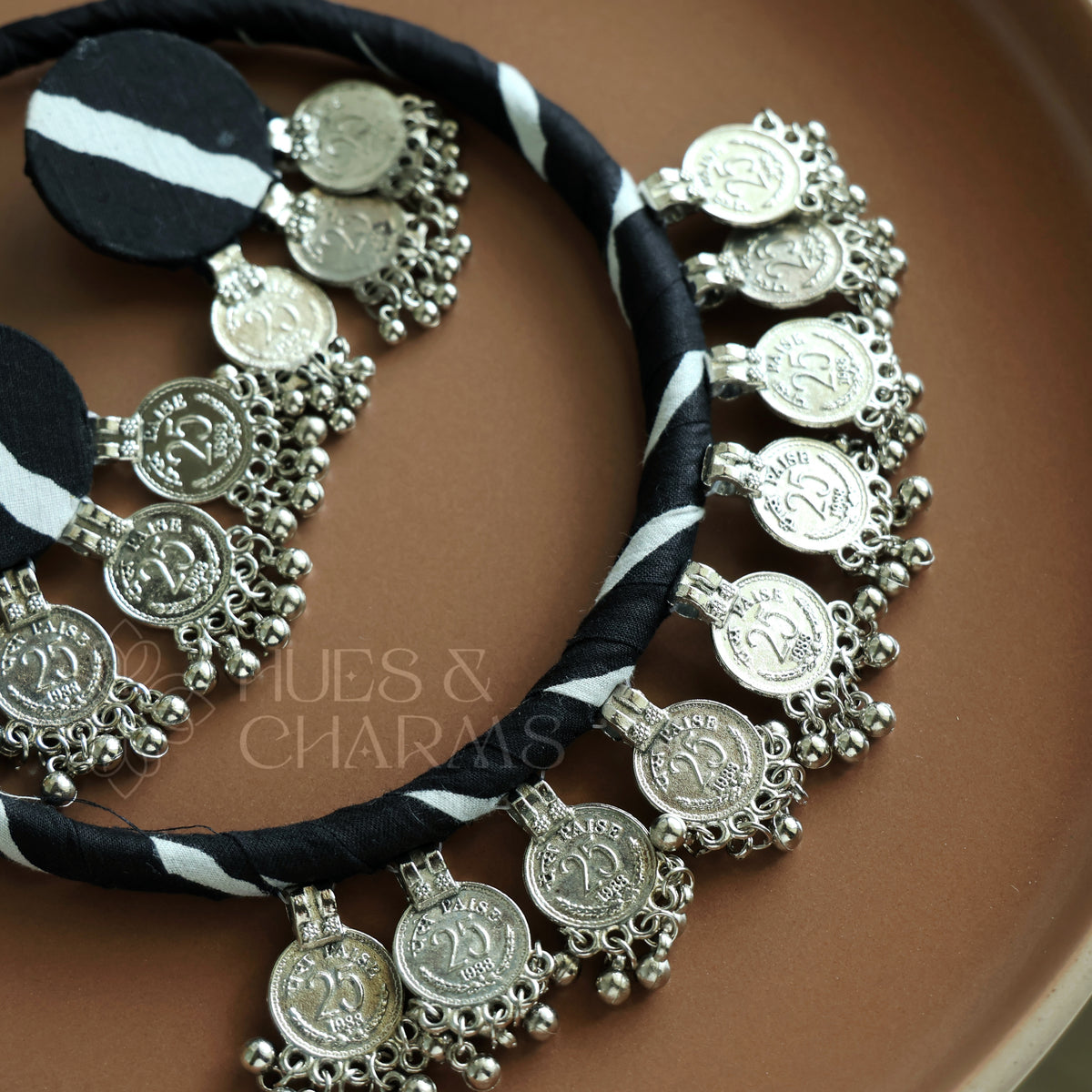 BLACK PRINTED COIN FABRIC HASLI SET