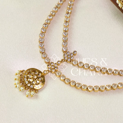 GOLDEN DOUBLE LAYERED ATTIGAI SET (Colours available)