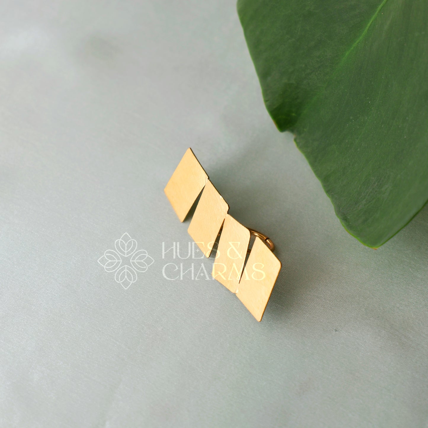 GOLDEN STACKED SQUARE STATEMENT ADJUSTABLE RING