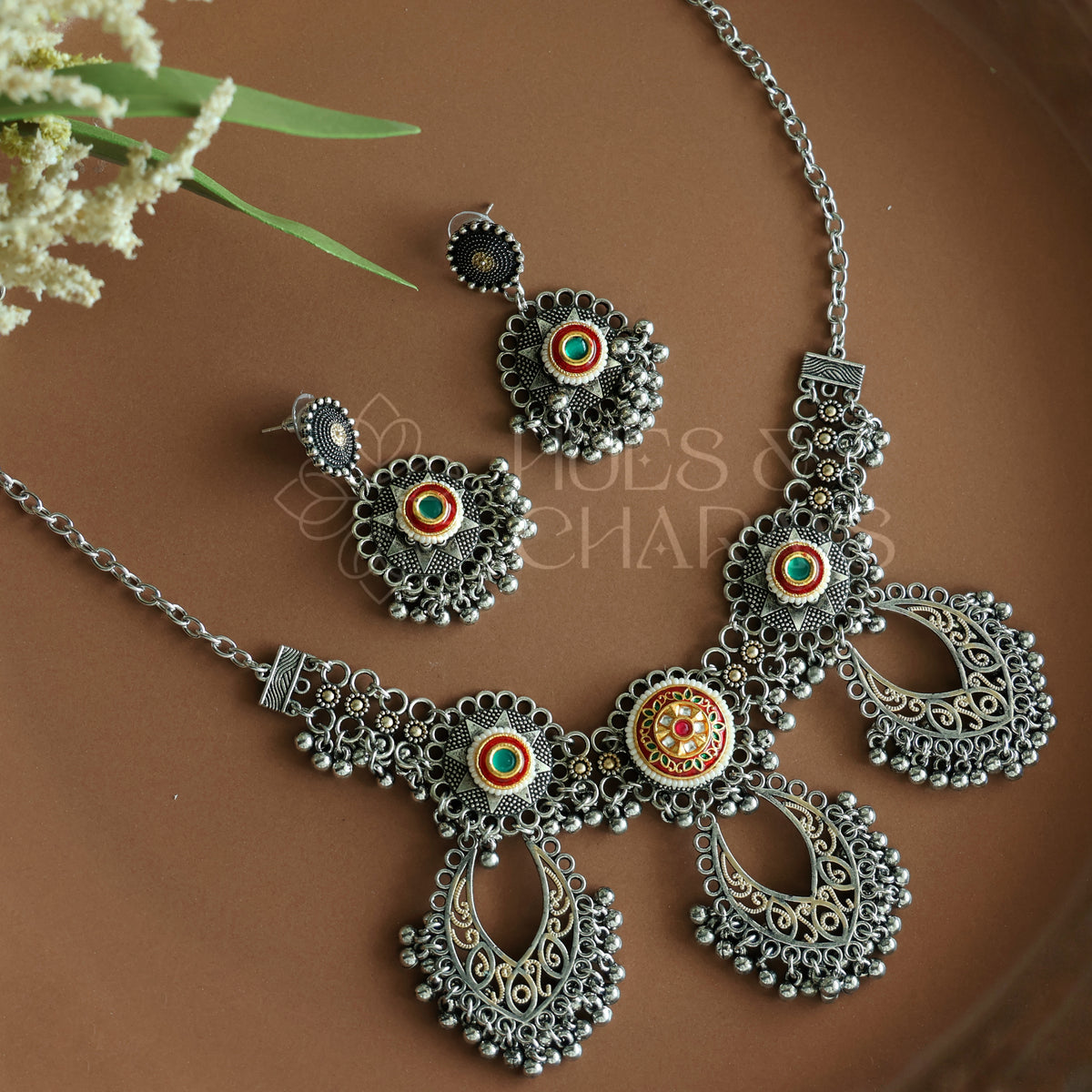 OXIDIZED STATEMENT KAASHNI NECKLACE SET