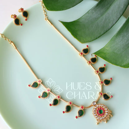 TRADITIONAL STATEMENT MANGO NECKLACE SET| GOLD PLATED
