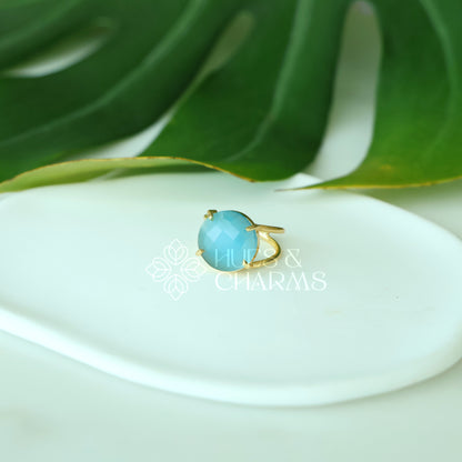 GLOSSY MIXED-CUT  ADJUSTABLE RING (Multiple shapes & colours available)